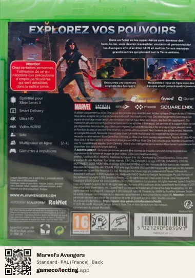 Marvel's Avengers Xbox One, France box back