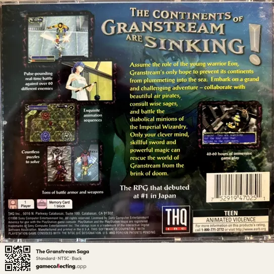 The Granstream Saga PlayStation, NTSC box back