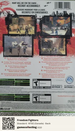 Freedom Fighters Xbox, Canada box back