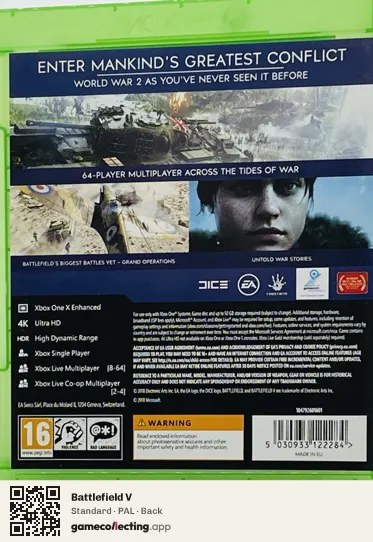 Battlefield V Xbox One, PAL box back
