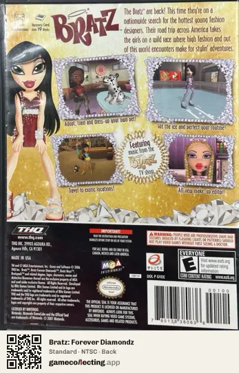 Bratz: Forever Diamondz Nintendo GameCube, NTSC box back