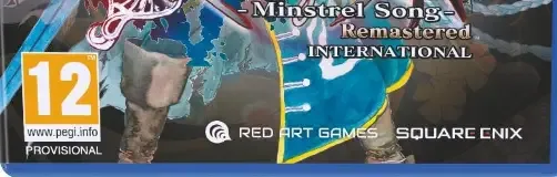 Romancing SaGa: Minstrel Song Remastered, the PEGI square on its front