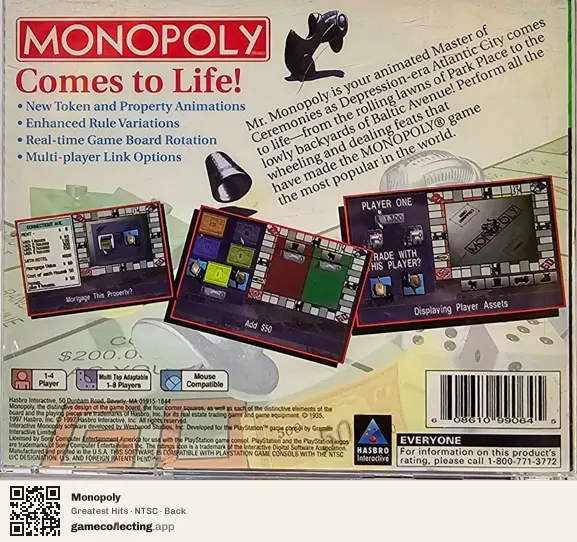 Monopoly PlayStation, NTSC box back