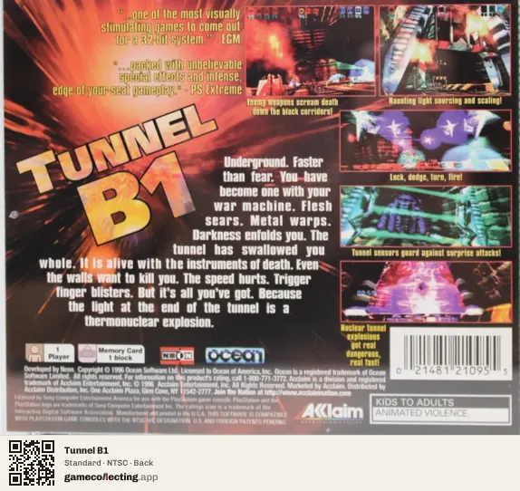 Tunnel B1 PlayStation, NTSC box back