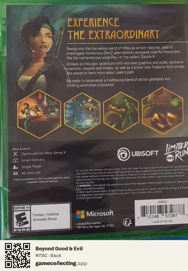 Beyond Good & Evil Xbox Series X, NTSC box back