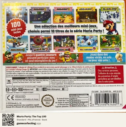 Mario Party: The Top 100 Nintendo 3DS, France box back
