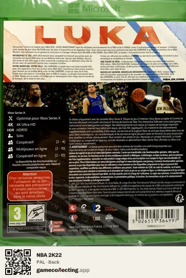 NBA 2K22 Xbox Series X, PAL box back