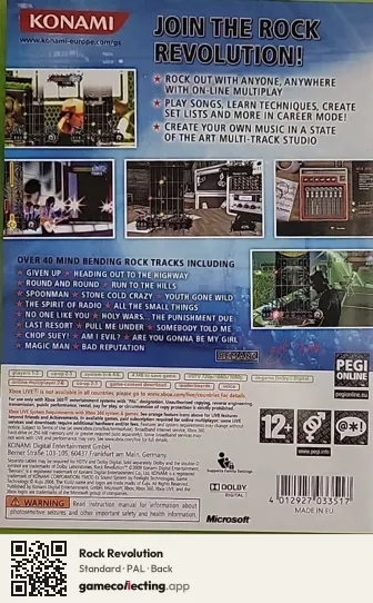Rock Revolution Xbox 360, PAL box back