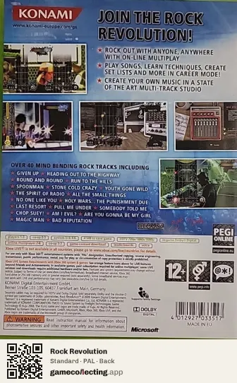 Rock Revolution Xbox 360, PAL box back