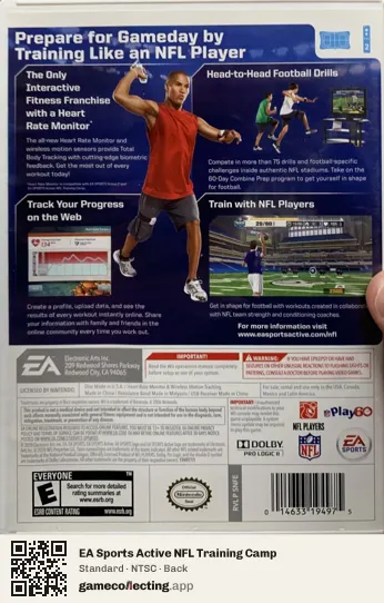 EA Sports Active NFL Training Camp Nintendo Wii, NTSC box back