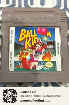 Balloon Kid Game Boy, NTSC cartridge label
