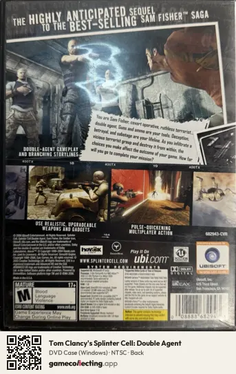Tom Clancy's Splinter Cell: Double Agent Computer, NTSC box back