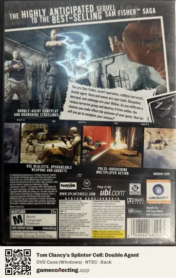Tom Clancy's Splinter Cell: Double Agent Computer, NTSC box back