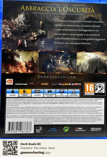 Dark Souls III PlayStation 4, Italy box back