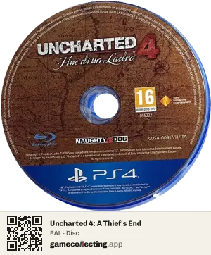 Uncharted 4: A Thief's End PlayStation 4, PAL disc