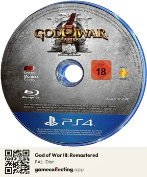 God of War III: Remastered PlayStation 4, PAL disc