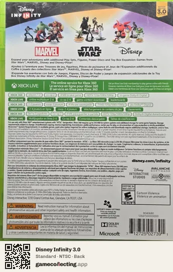 Disney Infinity 3.0 Xbox 360, NTSC box back