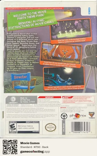 Movie Games Nintendo Wii, NTSC box back