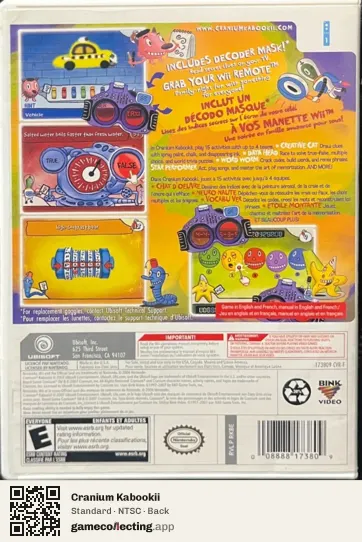 Cranium Kabookii Nintendo Wii, NTSC box back