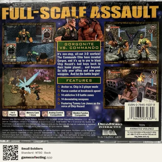 Small Soldiers PlayStation, NTSC box back