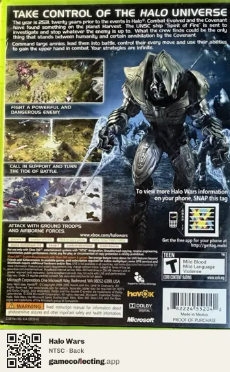 Halo Wars Xbox 360, NTSC box back