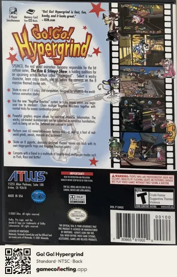 Go! Go! Hypergrind Nintendo GameCube, NTSC box back