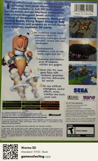 Worms 3D Xbox, NTSC box back