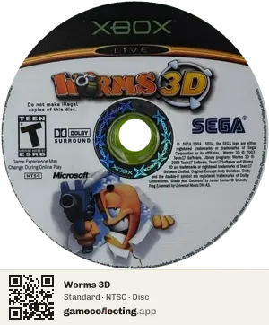 Worms 3D Xbox, NTSC disc
