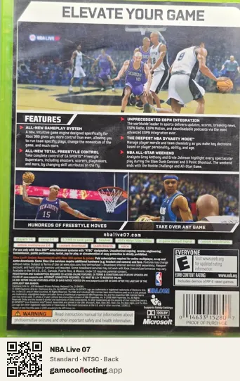 NBA Live 07 Xbox 360, NTSC box back