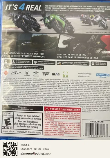Ride 4 PlayStation 5, NTSC box back