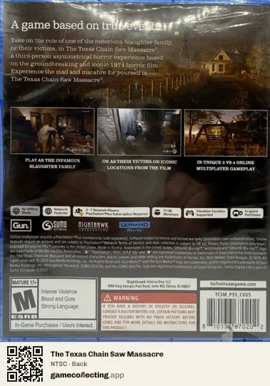 The Texas Chain Saw Massacre PlayStation 5, NTSC box back