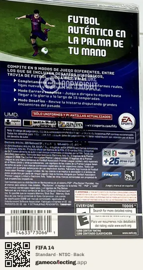 FIFA 14 PlayStation Portable, NTSC box back