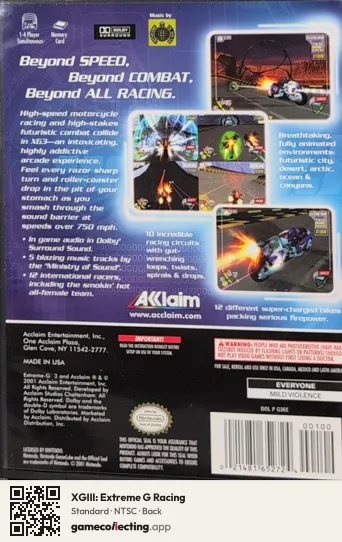 XGIII: Extreme G Racing Nintendo GameCube, NTSC box back
