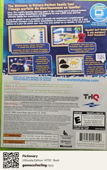 Pictionary Xbox 360, NTSC box back