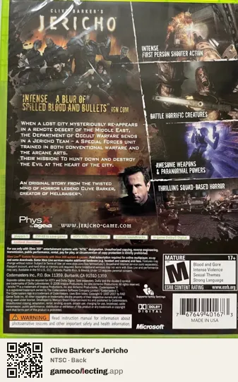 Clive Barker's Jericho Xbox 360, NTSC box back
