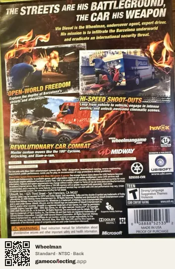 Wheelman Xbox 360, NTSC box back