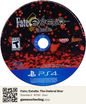 Fate/Extella: The Umbral Star PlayStation 4, NTSC disc