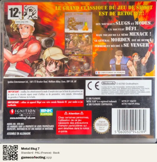 Metal Slug 7 Nintendo DS, France box back