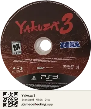 Yakuza 3 PlayStation 3, NTSC disc