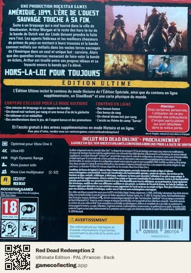Red Dead Redemption 2 Xbox One, France box back