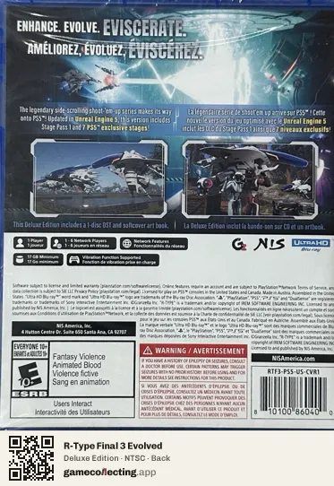 R-Type Final 3 Evolved PlayStation 5, NTSC box back