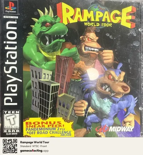 Rampage World Tour PlayStation, NTSC box front