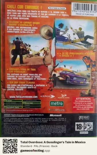 Total Overdose: A Gunslinger's Tale in Mexico Xbox, France box back