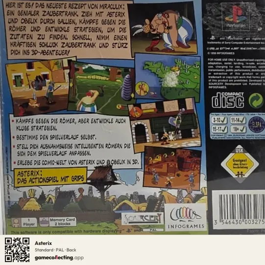 Asterix PlayStation, PAL box back