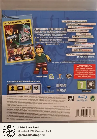 LEGO Rock Band PlayStation 3, France box back