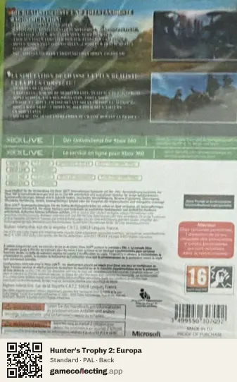 Hunter's Trophy 2: Europa Xbox 360, PAL box back