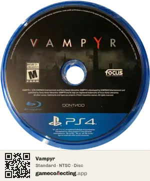 Vampyr PlayStation 4, NTSC disc