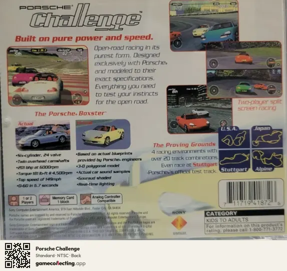Porsche Challenge PlayStation, NTSC box back