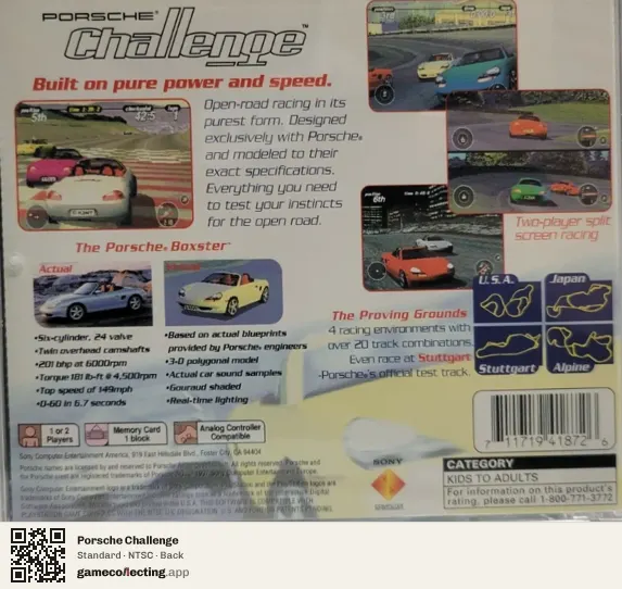 Porsche Challenge PlayStation, NTSC box back