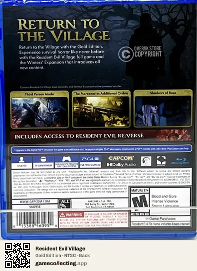 Resident Evil Village PlayStation 4, NTSC box back